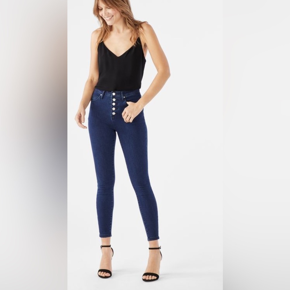 2 For $15 High Waisted Button Front Crop Skinny Jeans Size 30
